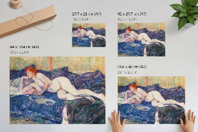 Poster kunstdruck Nackte Frau, die ihre Brüste zeigt, erotische Vintage-Kunst von Henri de Toulouse-Lautrec