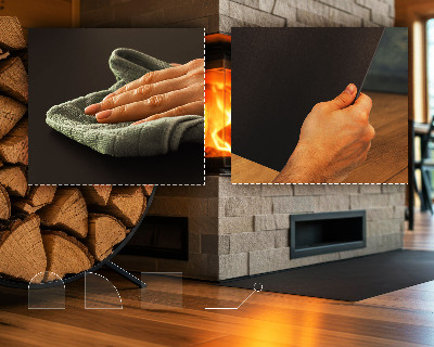 Funkenschutzplatte Kaminöfen Viertelkreis schwarze metallene