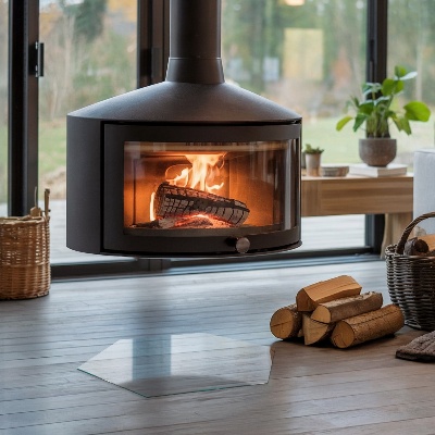 Glasplatte für Kaminöfen sechseckige transparente