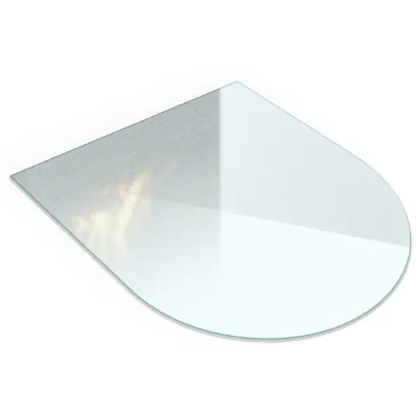 Kamin Glasplatte in semiotransparenter semiovaler Form