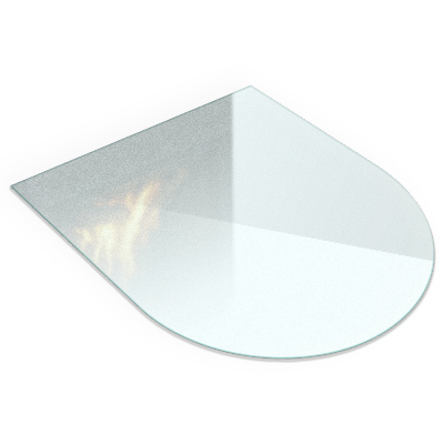 Kamin Glasplatte in semiotransparenter semiovaler Form
