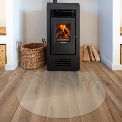 Kamin Glasplatte in semiotransparenter semiovaler Form