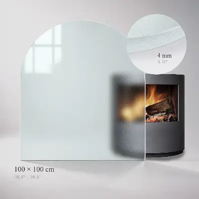 Kamin Glasplatte in semiotransparenter semiovaler Form