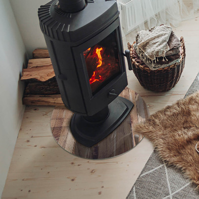 Glasplatte für Kaminöfen rund Holzbrett im Layout
