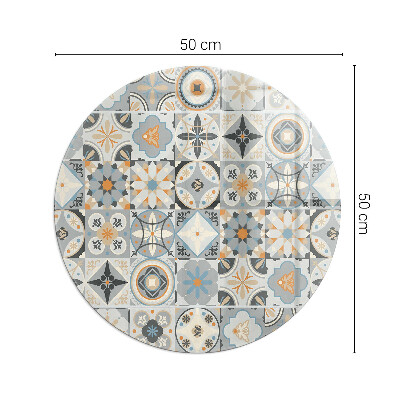 Vorlegeplatte für Kaminöfen rund Mosaikmuster in Fliesen