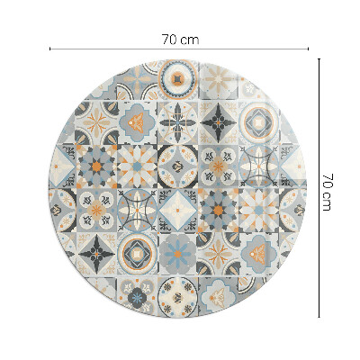 Vorlegeplatte für Kaminöfen rund Mosaikmuster in Fliesen