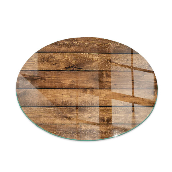 Glasplatte für Kaminöfen rund Holzbrett mit Maserung
