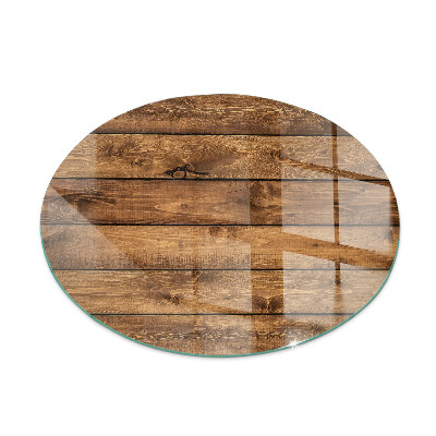 Glasplatte für Kaminöfen rund Holzbrett mit Maserung