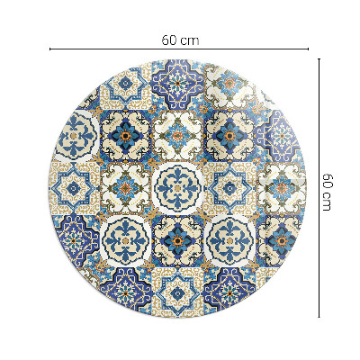 Glasplatte für Kaminöfen rund Mosaikmuster mit Blumen