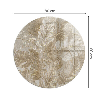 Glasplatte für Kaminöfen rund Blätter in dezenten Mustern