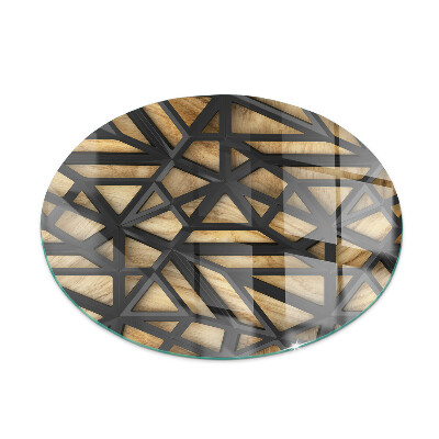 Glasplatte für Kaminöfen rund Geometrie mit Holz