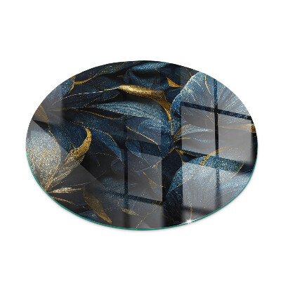 Glasplatte für Kaminöfen rund Elegante Blätter in Textur