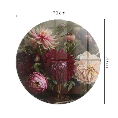 Vorlegeplatte für Kaminöfen rund Blumenstrauß im Detail