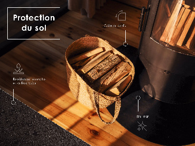 Rechteckige Vorlegeplatte für Kaminöfen Schwarze metallene