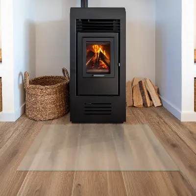 Glasplatte für Kamin rechteckige semitransparente Ausführung