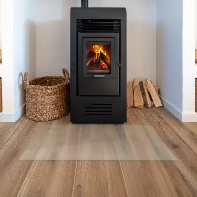 Glasplatte für Kamin rechteckige semitransparente Ausführung