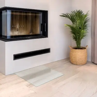 Glasplatte für Kamin rechteckige semitransparente Ausführung