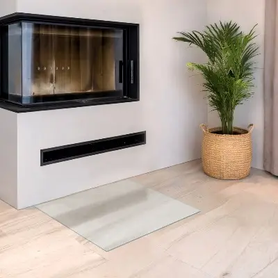 Glasplatte für Kamin rechteckige semitransparente Ausführung