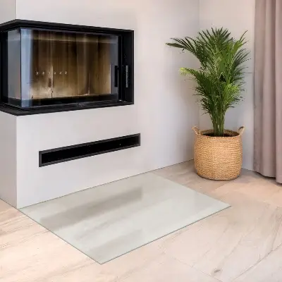 Glasplatte für Kamin rechteckige semitransparente Ausführung