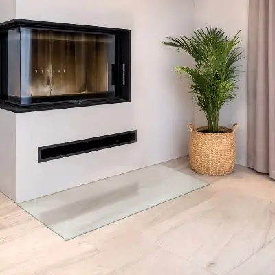 Glasplatte für Kamin rechteckige semitransparente Ausführung