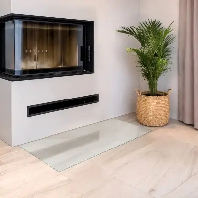 Glasplatte für Kamin rechteckige semitransparente Ausführung