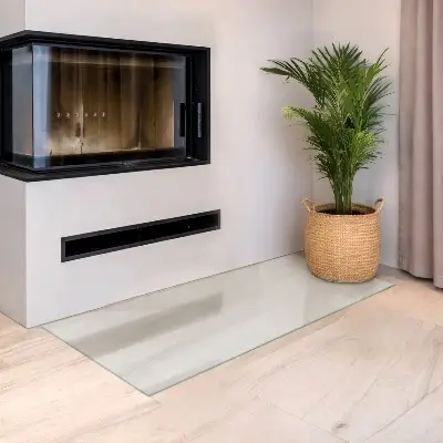 Glasplatte für Kamin rechteckige semitransparente Ausführung
