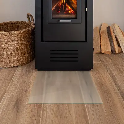 Glasplatte für Kamin rechteckige semitransparente Ausführung