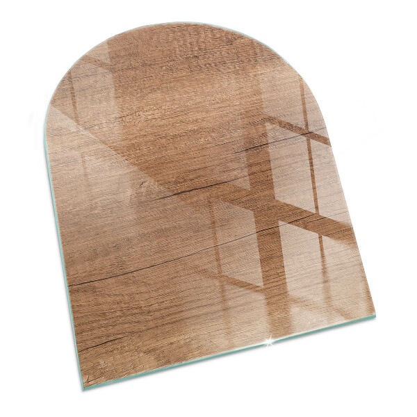Glas unter Kamin halboval Natürliches Holzmuster