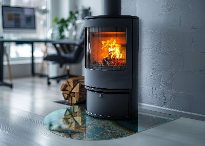 Glasplatte für Kamin halboval Abstraktes organisches Muster