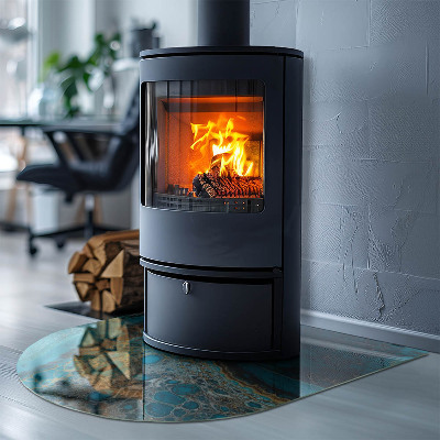 Glasplatte für Kamin halboval Abstraktes organisches Muster