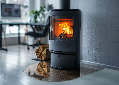 Glasplatte für Kamin halboval Natürliches Holzmuster