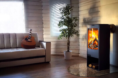 Glasplatte für Kamin halboval Natürliches Holzmuster