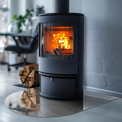 Glas unter Kamin halboval Helle Holzstruktur