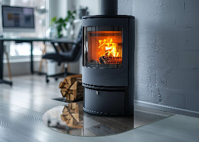 Glas unter Kamin halboval Bretter in verschiedenen Farbtönen