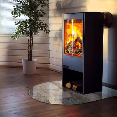 Glas unter Kamin halboval Bretter in verschiedenen Farbtönen