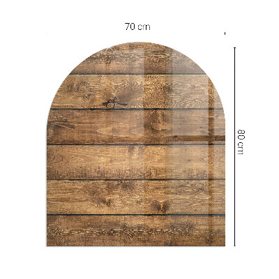 Glasplatte für Kamin halboval Holzbrett mit Maserung