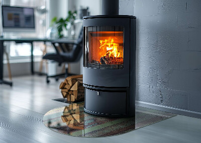 Glas unter Kamin halboval Bretter in verschiedenen Farbtönen