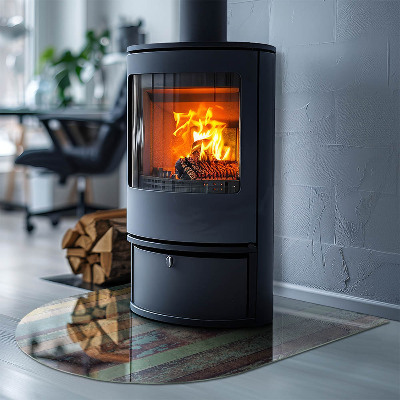 Glas unter Kamin halboval Bretter in verschiedenen Farbtönen