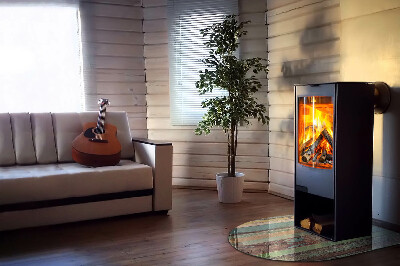 Glas unter Kamin halboval Bretter in verschiedenen Farbtönen