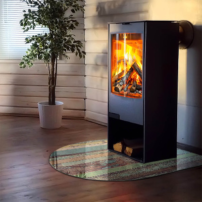 Glas unter Kamin halboval Bretter in verschiedenen Farbtönen