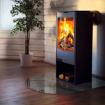 Glas unter Kamin halboval Steinoberflächenstruktur