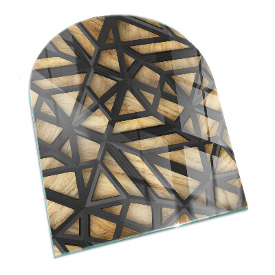 Glasplatte für Kamin halboval Geometrie mit Holz