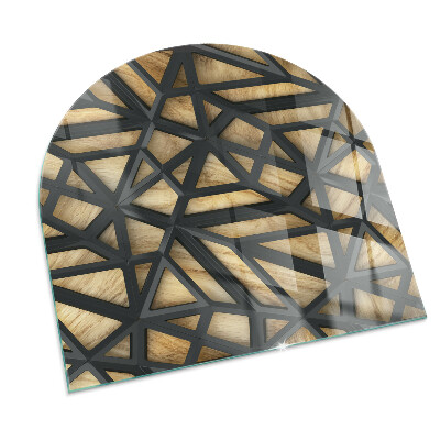 Glasplatte für Kamin halboval Geometrie mit Holz