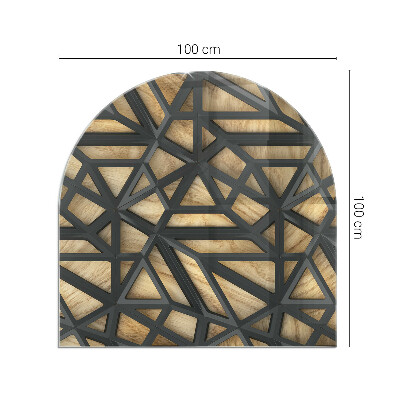 Glasplatte für Kamin halboval Geometrie mit Holz
