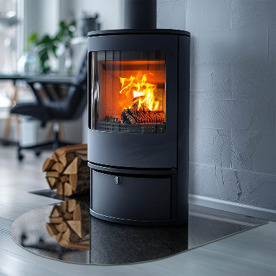 Glas unter Kamin halboval Steinoberflächenstruktur