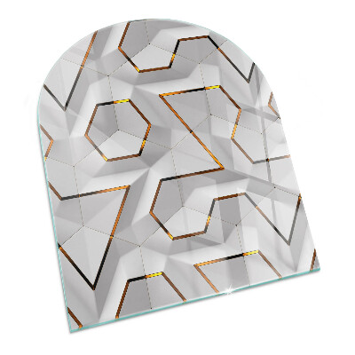 Glas unter Kamin halboval Geometrisches 3D-Muster