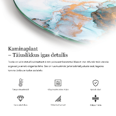 Glas unter Kamin halboval Geometrisches 3D-Muster