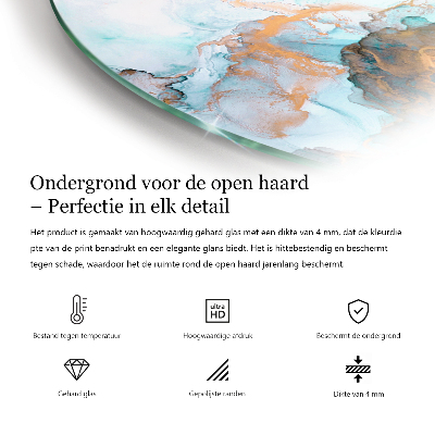 Glas unter Kamin halboval Geometrisches 3D-Muster