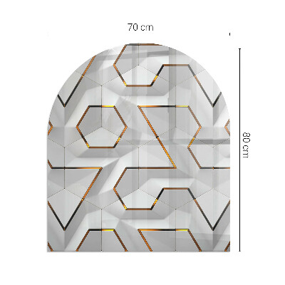 Glas unter Kamin halboval Geometrisches 3D-Muster