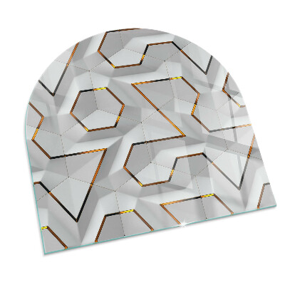 Glas unter Kamin halboval Geometrisches 3D-Muster